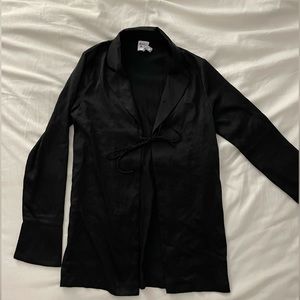 Black Front-Tie Silky long Sleeved Princess Polly Top